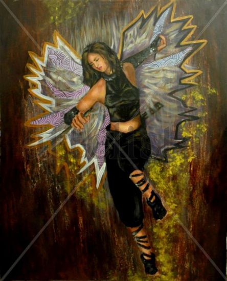 la lucha del angel Oil Canvas Figure Painting