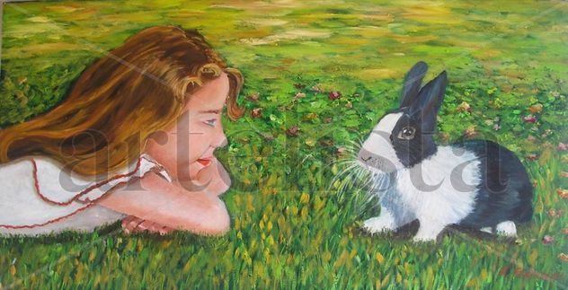 La niña y el conejo