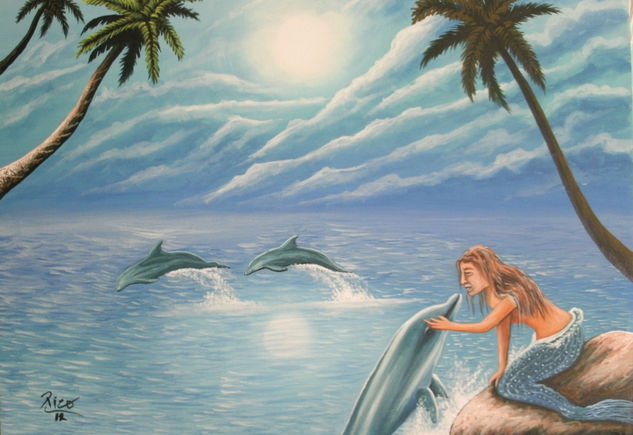 LA SIRENA Y EL MAR Oil Canvas Landscaping