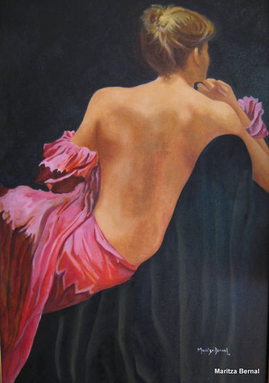 Espalda en Negro Oil Canvas Figure Painting