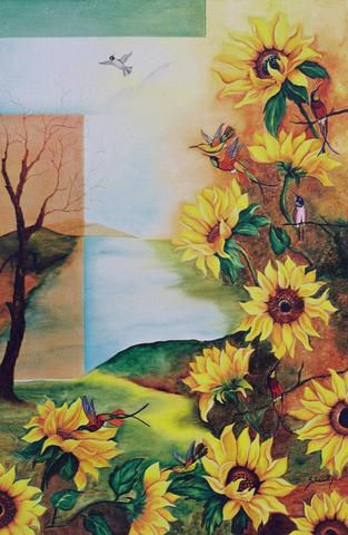 PAISAJE CON  GIRASOLES Oil Canvas Landscaping