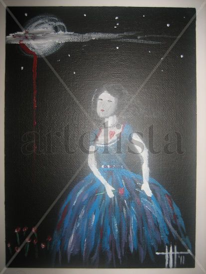 La Dama Azul (Versión 3) Acrylic Canvas Figure Painting