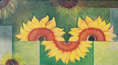 DANZA DE GIRASOLES Óleo Lienzo Paisaje