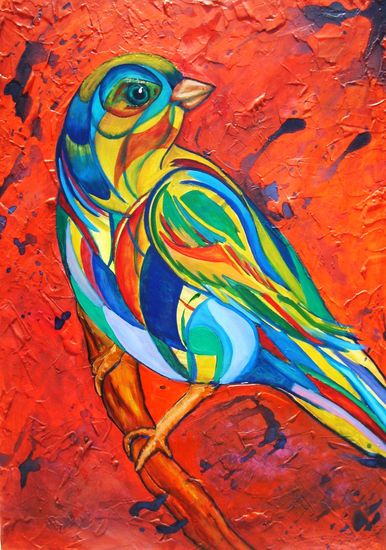 Bird Óleo Tabla Animales