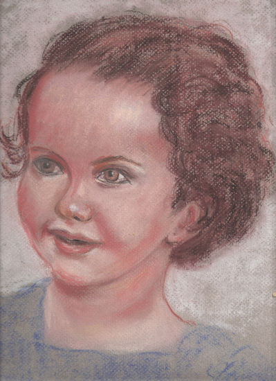 niña sonriendo Pastel Paper Figure Painting