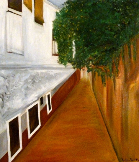 Callejón del agua Oil Canvas Landscaping