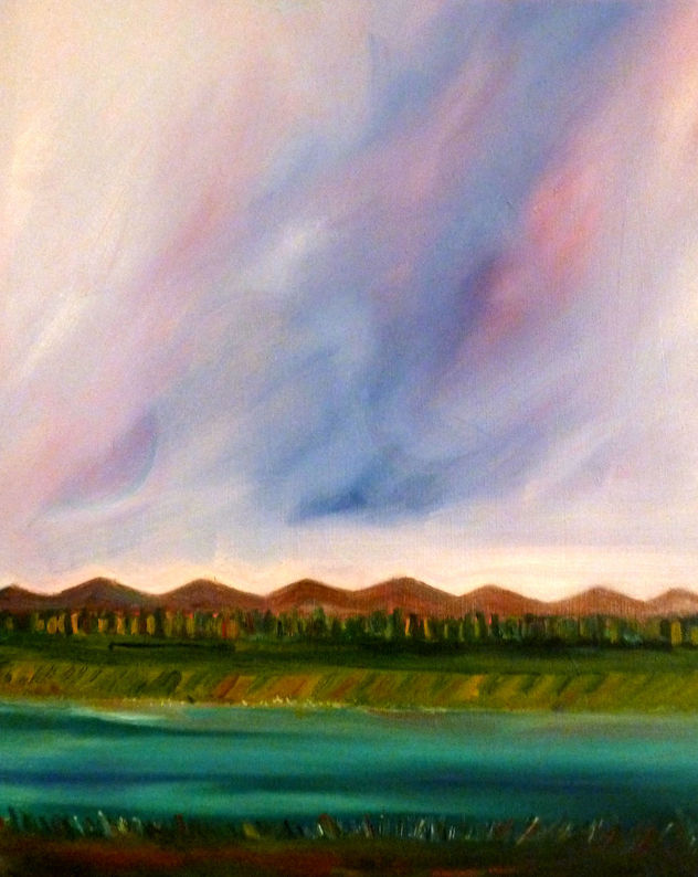 Paisaje de río y montaña