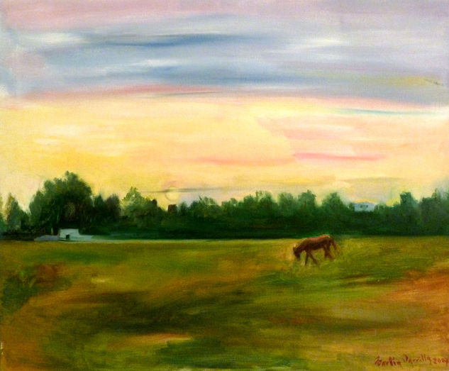 Atardecer en el campo Oil Canvas Landscaping