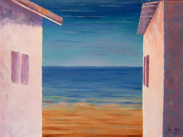 Casas y mar Oil Canvas Landscaping