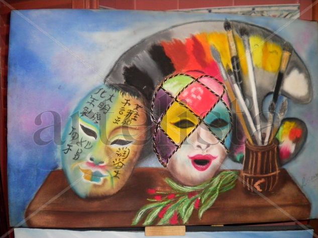 Máscaras Pastel Lienzo Figura