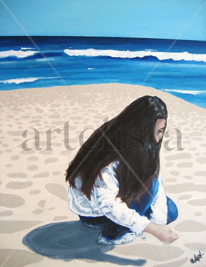 A la platja Acrylic Canvas Portrait