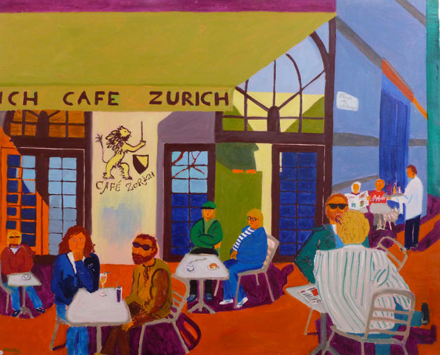 Exterior café Zurich Oil Canvas Others