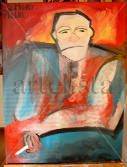 Sigmund Freud Oil Canvas Figure Painting