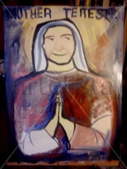 Mother Teresa Óleo Lienzo Figura