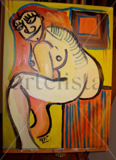 creamed Oil Canvas Figure Painting