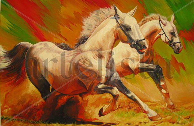 caballos Oil Canvas Animals