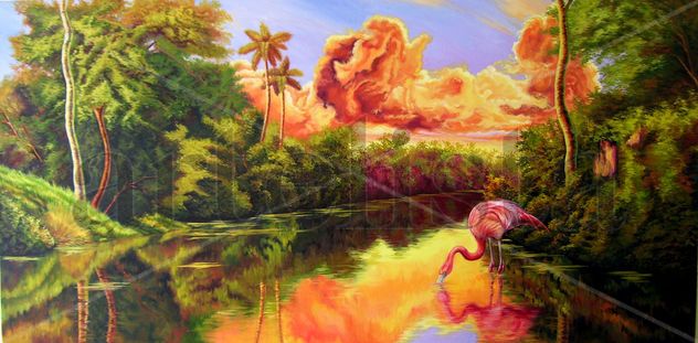 paisaje con flamenco