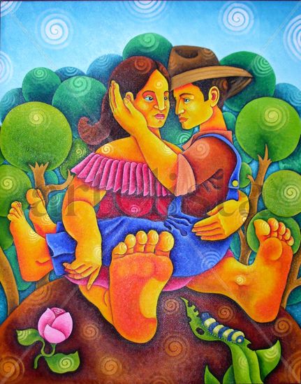 adán y eva Oil Canvas Figure Painting