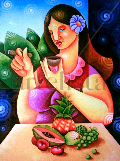 de la serie costumbres campesina Oil Canvas Figure Painting