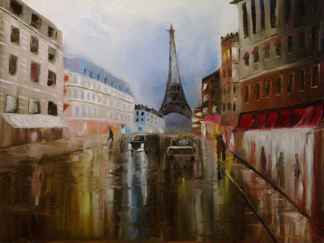 Paris bajo la lluvia Oil Canvas Landscaping