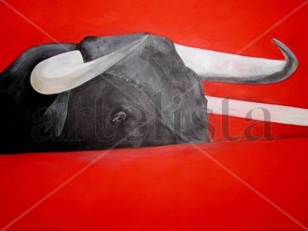 TORO ROJO Acrylic Canvas Animals