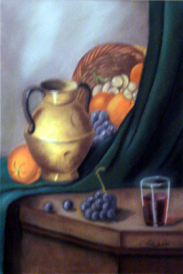 Bodegón con jarra Pastel Paper Still Life Paintings