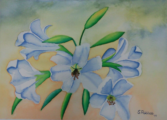 Gladiolos II Watercolour Paper Floral Painting