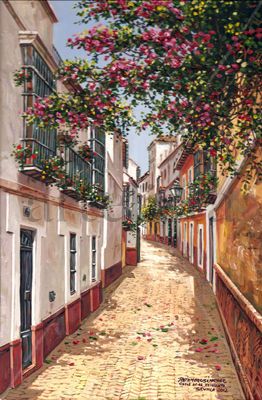 Sevilla-Calle de la Pimienta Oil Panel Landscaping