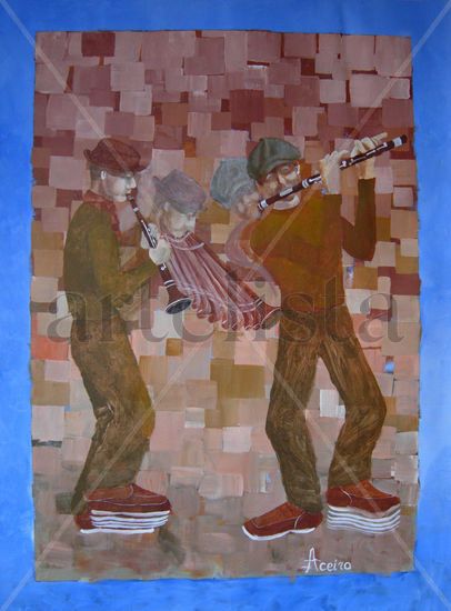 Músicos callejeros Acrylic Canvas Figure Painting