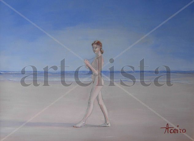 Paseando en la playa Acrylic Paper Nude Paintings