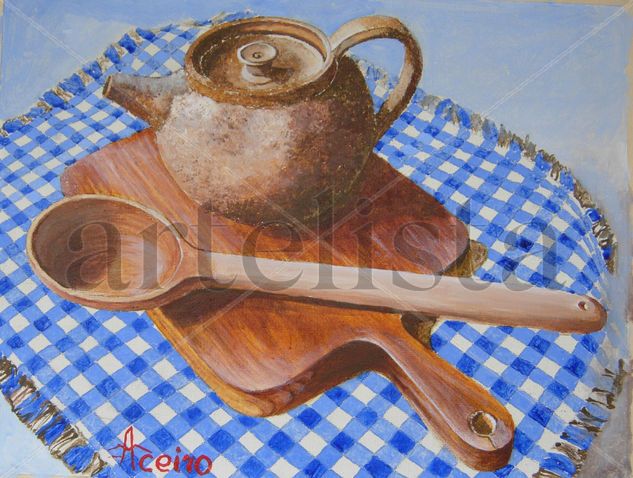 La tetera de arcilla Acrylic Canvas Still Life Paintings