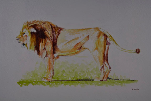 Apunte de un león Watercolour Paper Animals