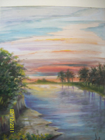 ATARDECER(Diptico) Oil Panel Landscaping