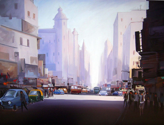 City at Early Morning Acrylic Canvas Others