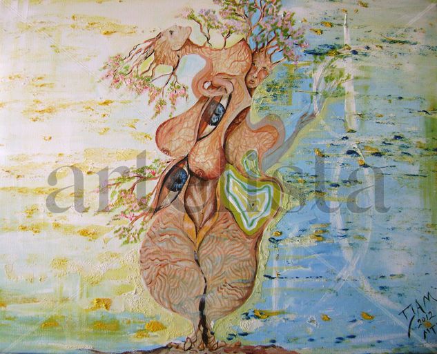 El femenino del Arbol Acrylic Canvas Figure Painting