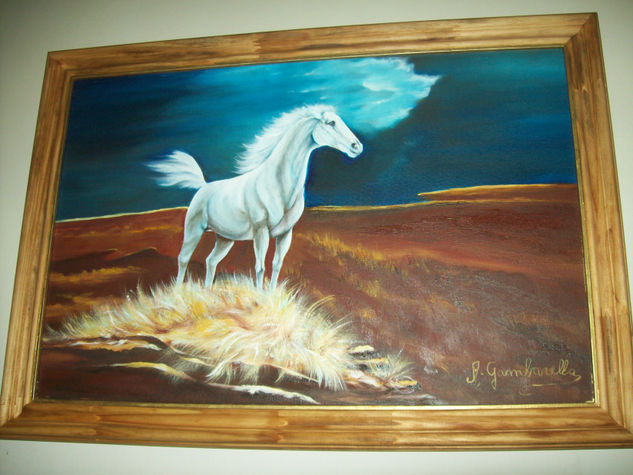 caballo en la noche Oil Canvas Animals