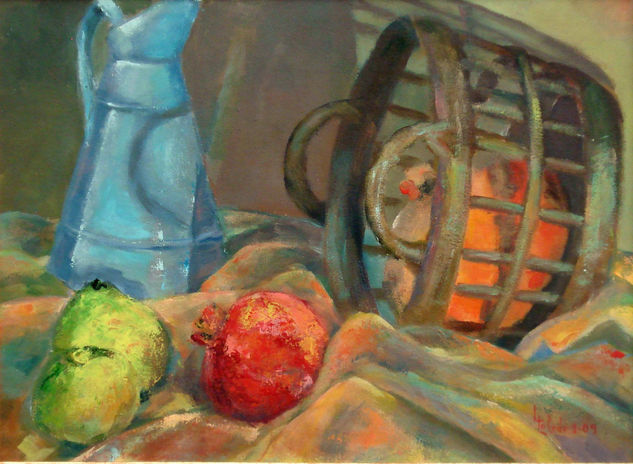 Bodegón con canasta Acrylic Canvas Still Life Paintings