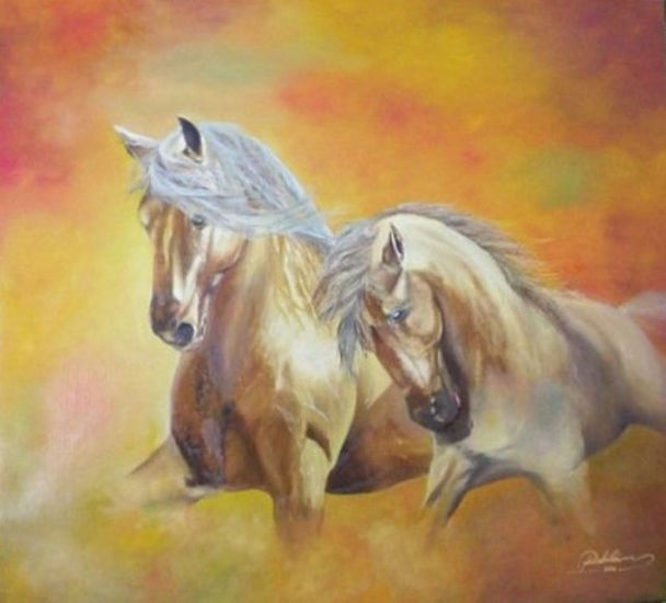 Caballos Blancos Oil Canvas Animals