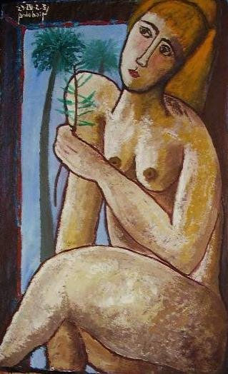 desnudo frente a la ventana Óleo Papel Desnudos