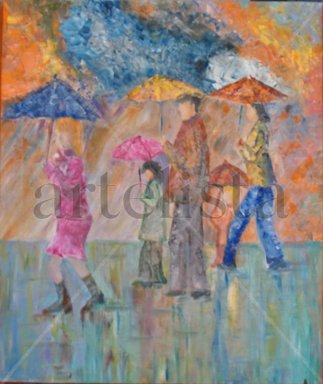 Familia en la lluvia