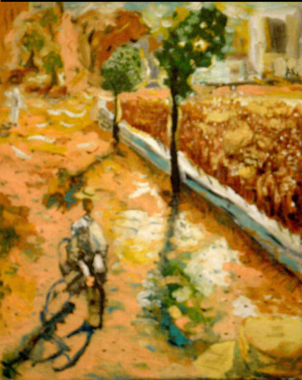 Ciclista. Oil Canvas Landscaping