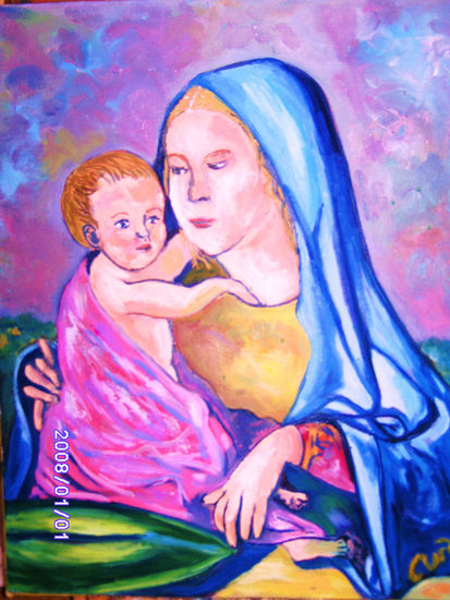 MUJER CON NIÑO Oil Canvas Figure Painting