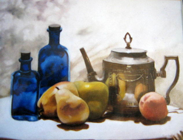 Frascos azules Oil Canvas Still Life Paintings