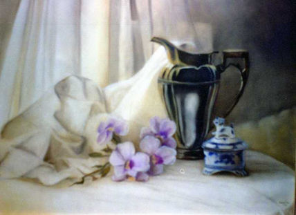 Flores  con jarra...