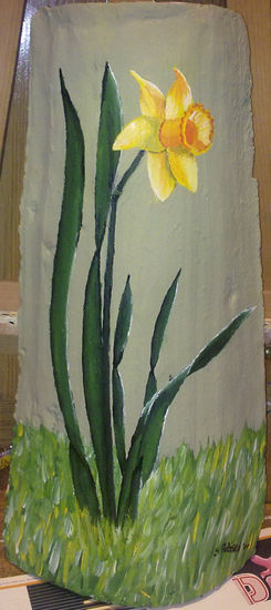 Flor en la teja Acrylic Others Floral Painting