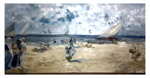 pescadoras de la Malvarrosa Oil Canvas Marine Painting