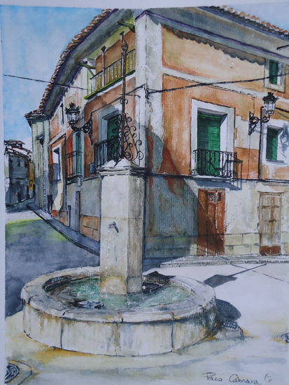 Fuente redonda  I Watercolour Card Landscaping