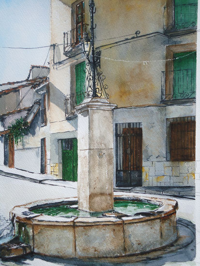 Fuente redonda II Watercolour Card Landscaping