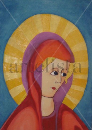 Estudio de virgen Oil Canvas Figure Painting