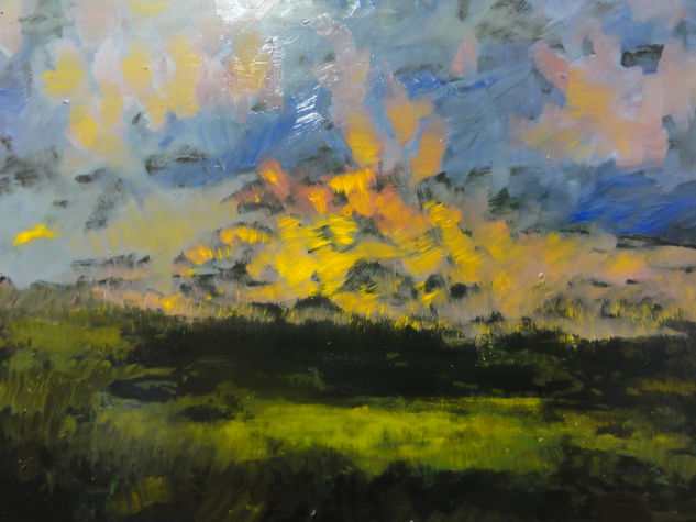 PUESTA DE SOL IMAGINADA-Sunset imagined Oil Panel Landscaping